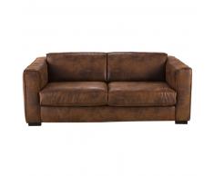 Canap&eacute;-lit 3 places en microsu&egrave;de marron Berlin