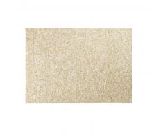 Tapis en cuir de vache écru et doré motifs graphiques 160x230