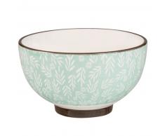 Bol en fa&iuml;ence verte motif floral