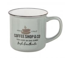 Mug en faïence bleue imprimée