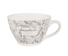 Bol en fa&iuml;ence motif floral gris