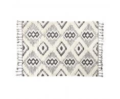 Tapis tissé jacquard noir et blanc effet shaggy 160x230
