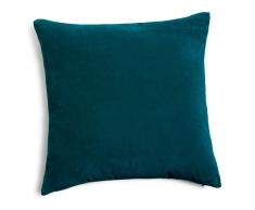 Coussin en velours bleu canard 45x45