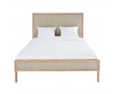 Lit en manguier blanchi et lin 140x190 Harmony