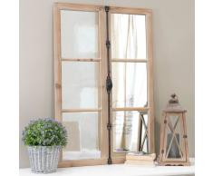 Miroir fen&ecirc;tre en bois et m&eacute;tal noir H 120 cm VAUCLUSE