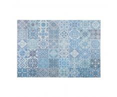 Tapis en tissu motifs carreaux de ciment bleus 155x230cm CAPRI