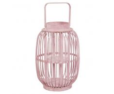 Lanterne en bambou vieux rose