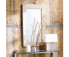 Miroir en manguier et m&eacute;tal effet chrom&eacute; H 120 cm HELSINKI