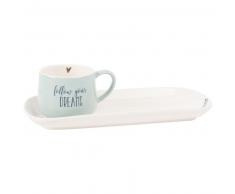 Tasse café gourmand hiboux en porcelaine blanche