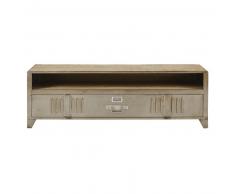 Meuble TV indus 1 porte en métal et manguier Rydell