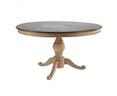 Table à manger ronde en manguier gris ardoise D140 Montaigne