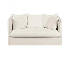 Canapé-lit 2 places en lin lavé blanc Louvre