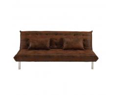 Banquette convertible 2 places en microsuède marron Max