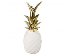 Statuette ananas en porcelaine blanche et dorée H24