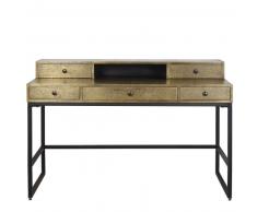 Bureau 5 tiroirs en métal martelé coloris laiton Gino