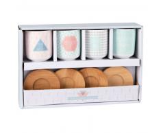 Coffret 4 tasses et soucoupes en porcelaine EMMA
