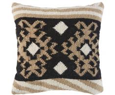 Coussin kilim écru en laine et coton motifs graphiques 45x45