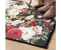 Tapis noir imprim&eacute; gris argent&eacute; 60x90