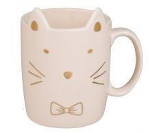 Mug chat en fa&iuml;ence rose
