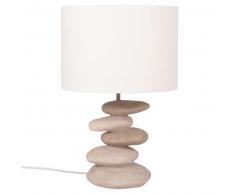 Lampe imitation galets et abat-jour rose clair