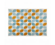 Tapis en tissu motifs orange et bleus 140x200cm SEVEN