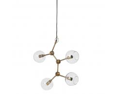 Suspension 4 globes en verre et métal doré