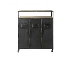 Meuble de bar indus à roulettes en métal gris anthracite Kraft
