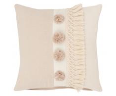Housse de coussin en coton beige et vieux rose 40x40