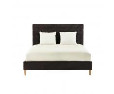 Lit capitonn&eacute; avec sommier &agrave; lattes 160x200 en velours gris Chesterfield