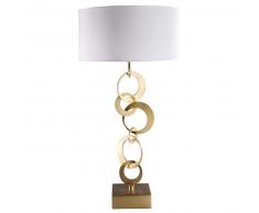 Lampe en m&eacute;tal dor&eacute; et coton blanc SYMPHONIE