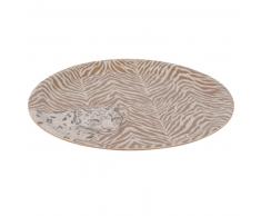 Plateau rond en saule imprimé animalier