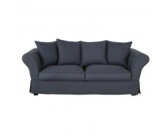 Canap&eacute;-lit 3/4 places en lin bleu encre Roma