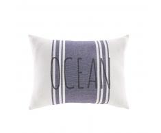 Coussin en coton bleu et blanc 35x50