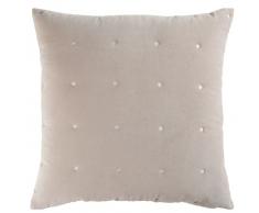 Coussin en velours piqué taupe 60x60