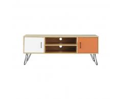 Meuble TV vintage blanc et orange Twist