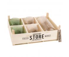 Coffret 4 gobelets avec carafe en verre bull&eacute;