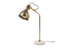 Lampe en m&eacute;tal dor&eacute; et marbre blanc