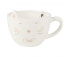 Tasse chat en faïence taupe