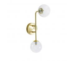 Applique 2 globes en verre et métal doré
