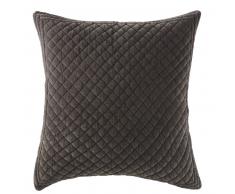 Coussin en coton gris charbon effet velours à motifs 60x60