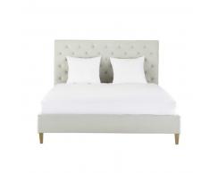 Lit 180x200 capitonn&eacute; avec sommier &agrave; lattes Chesterfield