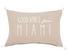 Housse de coussin en coton beige et écru brodé 40x60