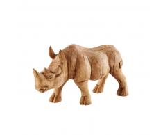 Statuette rhinocéros en manguier sculpté H28