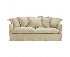Canap&eacute;-lit 3/4 places en lin lav&eacute; beige Barcelone