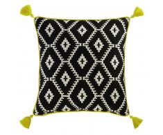 Coussin à pompons en coton noir/blanc 45 x 45 cm AMRELA