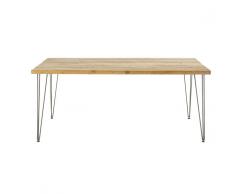 Table à manger indus 8 personnes en pin recyclé et métal noir L180 Dausmenil