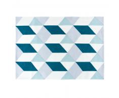 Tapis tufté motifs graphiques bleus 160x230