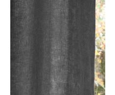 Rideau à œillets en lin lavé anthracite 130 x 300 cm