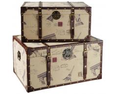 2 malles imprimées en tissu