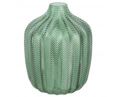 Vase en verre teint&eacute; vert H18